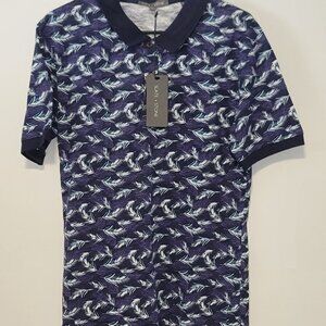 Slate & Stone Cotton Printed Short Sleeve Polo Shirt Men Small NWT